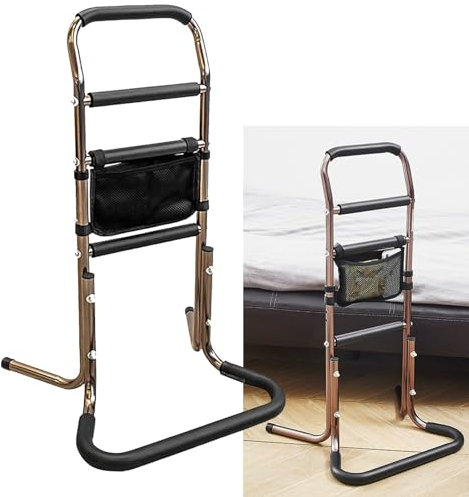 Aufstehhilfe Bett Senioren,Mobile Aufstehhilfe Aufsteh-Und Sitzhilfe Stützgestell Mit 4 Haltegriffen,Ältere Sitzhilfe Stand Bett,Aufstehhilfe Bettgriff Höhenverstellbarer Haltegriff Für Senioren