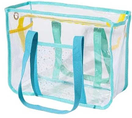 transparente de la playa, la bolsa de asas de las compras | Bolsas de transporte para piscina de gran capacidad para niñas - La bolsa de asas transparente con cremallera de moda para nadar, gimnasio,