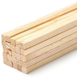 Mendi 50 Bâtonnets carrés en bois 35 cm x 6 mm x 6 mm pour travaux manuels, barbe à papa.