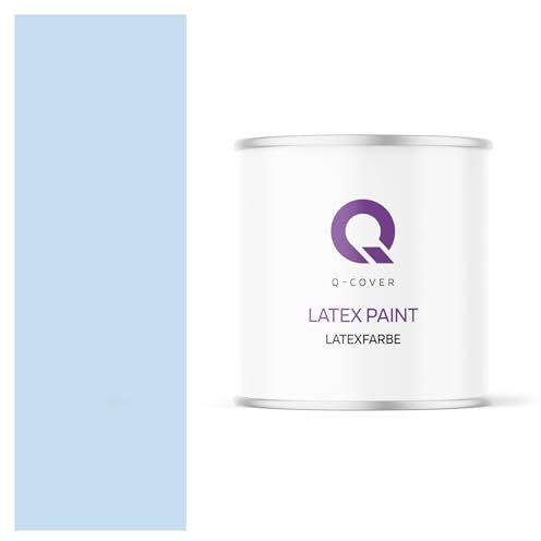 Q-COVER Latexfarbe 2 L Hellblau Innenfarbe Wandfarbe Deckenfarbe Klasse 3 Mattfarbe Scheuerfest Hohe Deckkraft