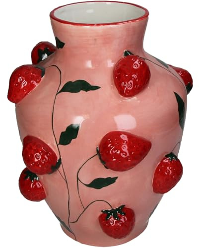 Fruchtvase Pink mit Erdbeer Muster