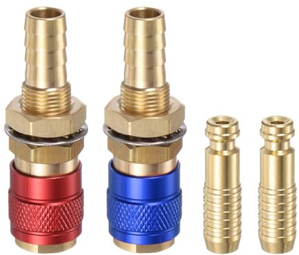 sourcing map Lot de 4 connecteurs rapides à gaz et eau pour tube de diamètre intérieur 10 mm avec tuyau pour TIG 12 18 20 27 raccords rapides pour chalumeau de soudage Rouge/bleu