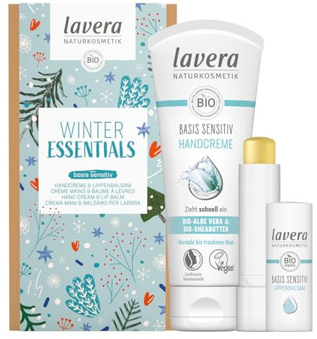 lavera Geschenkset - Winter Essentials - Handcreme & Lippenbalsam - Naturkosmetik - vegan
