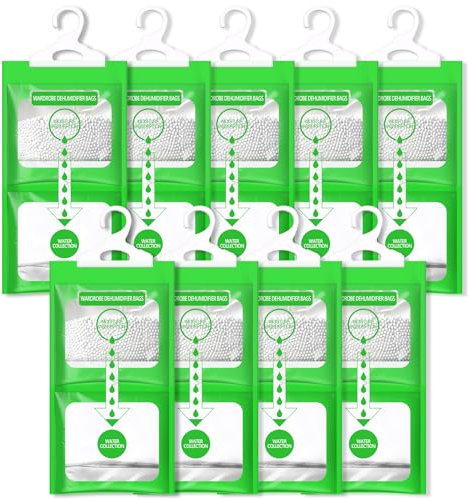 YESKANO Sac Déshumidificateur,Déshumidificateurs d'Armoire,Absorbeur d'Humidité -déshumidifie et élimine les moisissures，9PCS*500ml