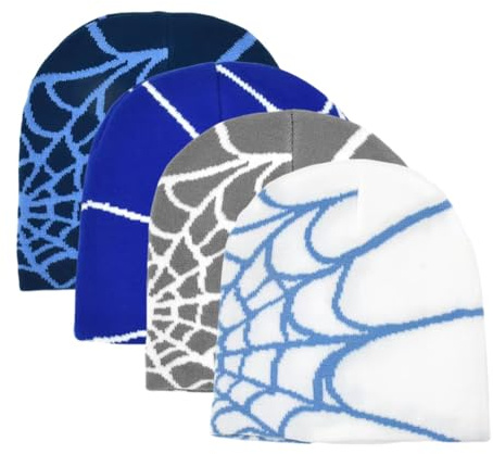 JAWSEU 4pcs Damen Y2K Beanie Mütze Winter Mütze Slouch Beanie Männer Leichte Dünne Mütze Weich Baumwolle Chemo Mütze Klassische Unisex Y2K Mütze Leichte Kopfbedeckung für Frühling Herbst Winter