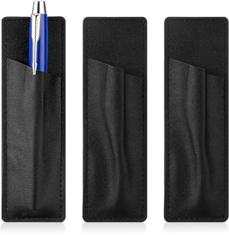 3 Pcs Magnetic Pen Holder for Fridge, PU leather Pencil Holder for Refrigerator, Magnet Pen Holder Locker Home Office, Pencil Pouch for Fridge or Other Metal Surfaces