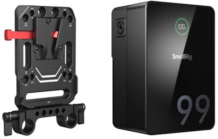 SMALLRIG Batterie V Mount VB99 Pro, Mini Batterie 99 Wh / 6800 mAh avec PD 100 W USB-C Charge Rapide, Plaque de Batterie V-Mount, Support V-Lock avec Double Pince à Tige de 15 mm pour Caméra - 5047