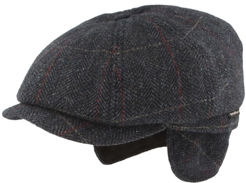 Breiter Winter Schiebermütze Flatcap Schirmmütze Sympatex Membran & ausklappbarem Ohrenschutz 8-TLG Schiebermütze aus Wolle 58