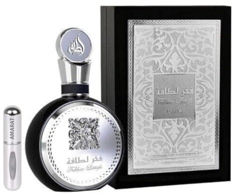 Fakhar for Men Black Eau de Parfum, 100 ml, arabisches Parfüm für Herren, lange Lebensdauer, Import aus Dubai, inklusive nachfüllbarem Zerstäuber, 5 ml, Schwarz