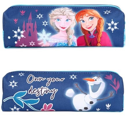 TDL Frozen Elsa & Anna Mädchen Federmäppchen, blau, Rechteckiges Federmäppchen mit Reißverschluss