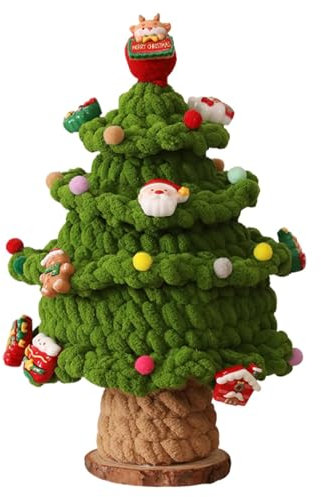 Albero di Natale all'uncinetto, albero di Natale all'uncinetto, 26 cm, decorativo, colorato, ornamento per albero di Natale per feste, bomboniere, centrotavola