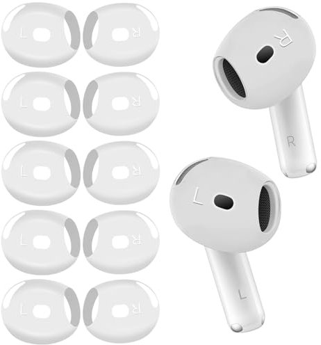 YieJoya 5 Paar Ohrpolster für AirPods 4, Ultra-dünne Silikon-Ohrhörerabdeckungen kompatibel Apple AirPods 4.(Löschen)