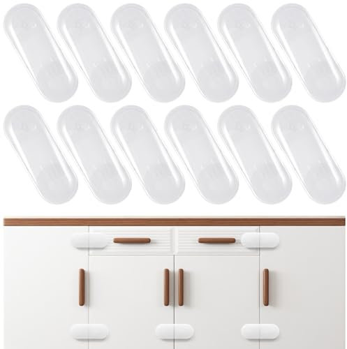 ECHOCUBE Kindersicherheits-Schrankschlösser, 12 Packungen Baby-Proof-Schrankschlösser mit Klebeband, Baby-Sicherheitsschlösser für Schränke, Schränke, Schubladen (Weiß)