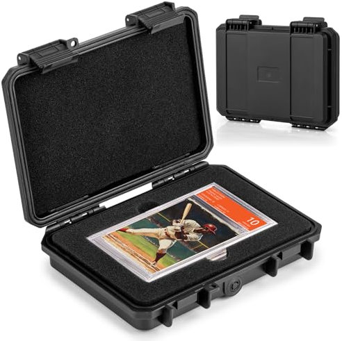 MewVeer Graded Card Case, Trading Card Storage Box, Top Loader Storage Cases with Padlock Hole, Hard Cards Boxes for Sports Cards Hold up to 3 PSA