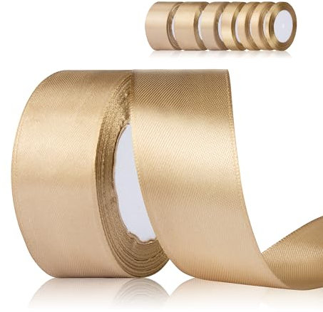 Fyshird Satinband Gold 40mm x 22m Geschenkband Breit Schleifenband Hochzeit Polyester Bänder zum Basteln Dekoband für Geburtstag DIY Geschenkverpackung Weihnachten