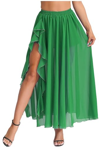 Kvysinly Chiffon Bauchtanz Rock Damen Lang Bauchtanz kostüm Sexy Bauchtanz Übungskleidung Bauch Tanzen Outfits