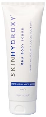 Skin Hydroxy BHA Body Scrub – 2% Salicylsäure, Glykolsäure & Zink gegen Körperakne, Rücken-, Brust- & Po-Unreinheiten, fettige Haut, verstopfte Poren – Körperpeeling – vegan, 250 ml