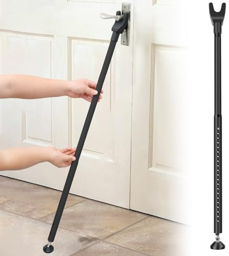Door Security Bar 44''-55'' Adjustable Door Stopper Removable Sliding Door Safety Bar Door Jammer Bar Patio Sliding Door Lock Bar for Home, Apartment, Travel(Black)