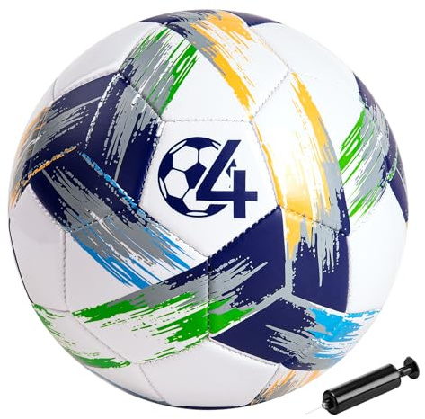 Vastoy Size 3 Size 4 Football for Kids, Training Football & Soccer Ball | Durable PVC Footballs with Tri-Color Print for Grass Fields, Backyard Games, Includes Hand Pump & Mesh Bag for Outdoor Play