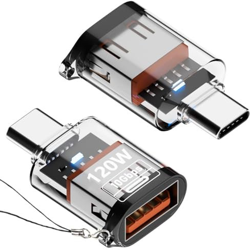 USB C to USB Adapter (2 Pack), USB to Type C Adapter, USB 3.2 Gen2 10Gbps High-Speed OTG Cable Converter, Compatible with MacBook Pro/Air, iPhone 16/15, Samsung Galaxy, Transparent