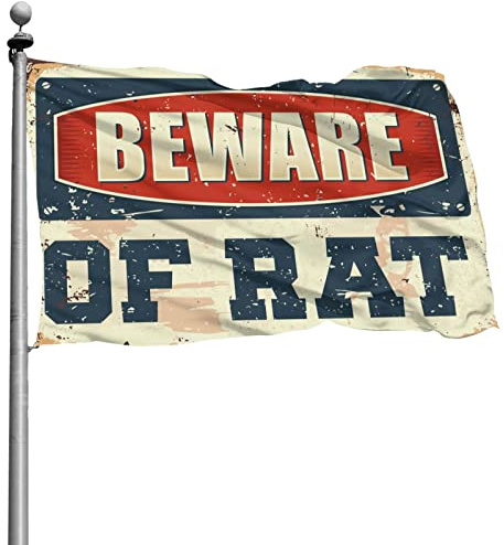 Vintage-Dekoration, Aufschrift Beware Of Rat, lustige Flaggen für Zimmer, Jungs, Outdoor-Ornamente (120 x 180 cm)