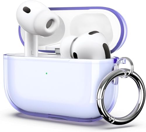 ULAK für AirPods Pro 3 Hülle Transparent Lila mit Karabiner | Vergilbungsfrei Weiche TPU Schutzhülle für Apple AirPods Pro 3. Generation (2025) Durchsichtig Stoßfest Hülle, sichtbare LED