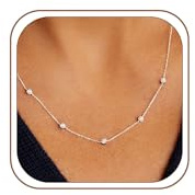 HARJJME Choker Kette Gold Silber Damen 14k Vergoldet Halskette Damen | choker kette damen, silber gold halskette, zirkonia kleeblatt perlen herz ketten, schmuck geschenke für frauen