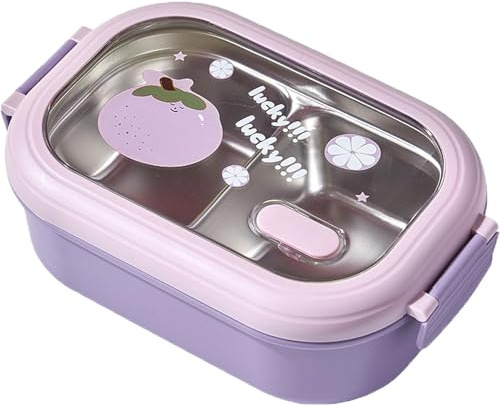 Loncheras para Niños, Fiambrera Acero Inoxidable Infantil, Tupper Acero Inoxidable Niños, Fiambrera de Stainless Steel, Se Puede Utilizar para Ir Al Colegio, Al Trabajo, de Picnic o de Viaje (Morado)
