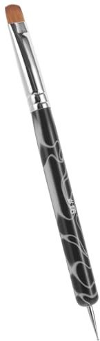 SEWACC Stylo à Nail Art Double Embout Noir N°16 Pinceau à Vernis à Ongles et Stylo à Points pour Manucure Brosse à Ongles Polyvalente pour Nail Art et Décoration D’Ongles à Domicile