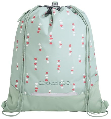 Coocazoo Turnbeutel „Dancing Dots”, mint, mit Reißverschlussfach und Kordelzug, reflektierende Elemente, Schnalle zur Befestigung am Schulrucksack, 10 Liter, ab der 3. Klasse