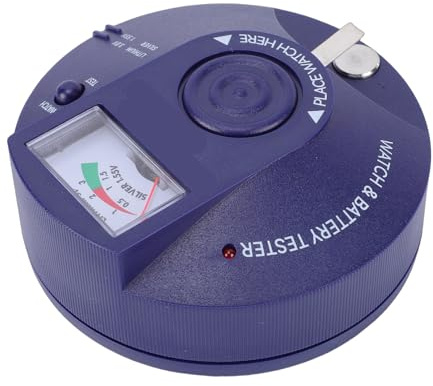 Brrnoo Tester Batteria per Orologi Al Quarzo, Analizzatore Batteria a Bottone in Materiale ABS con Indicatori LED e Allarme Acustico, per Orologiai e Professionisti