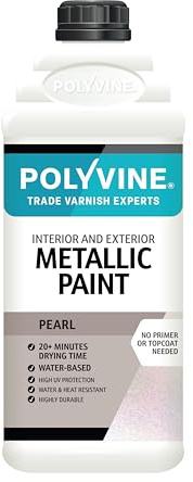 Polyvine Metallic Paint – Acrylic Metallic Heat Resistant Paint No Primer or Topcoat Needed - Water & UV Resistant Decorative Paint for Ceramics, Furniture, Ornaments, Interior Walls, Metalwork & More