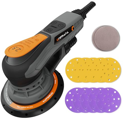 ONEMANA 150mm Random Orbital Sander: brushless Electric Sander, 2.5mm Orbit, 350W, 6-Speed (4-10k RPM), dust Collection, 150mm pad. As an Orbital Sander, It's a Sander for Wood & Sanding Machine