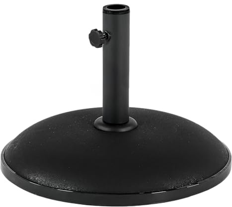 Crystals 11kg Heavy Duty Concrete Round Parasol Base Stand – Garden Outdoor Patio Umbrella Holder, Durable Weather Resistant Support for Sun Shade Parasol Pole (BLACK PARASOL BASE)