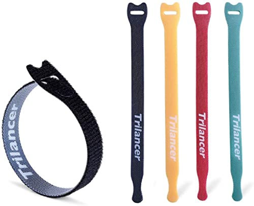 Kabelbinder mit Klett, 20CM 50 Stück Trilancer Wiederverwendbare Klettkabelbinder Kabelklett (Bunt)