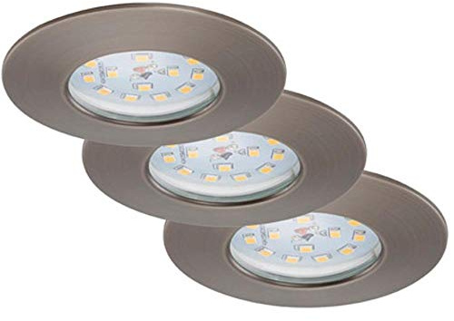 3er Set LED Einbauleuchte, Ø 7,5 cm, 5,5 W, Schwarz