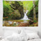 ABAKUHAUS Landschaft Wandteppich, Frühling Wasserfall Natur aus Weiches Mikrofaser Stoff Waschbar ohne Verblassen Digitaldruck, 150 x 110 cm, Grün Weiß
