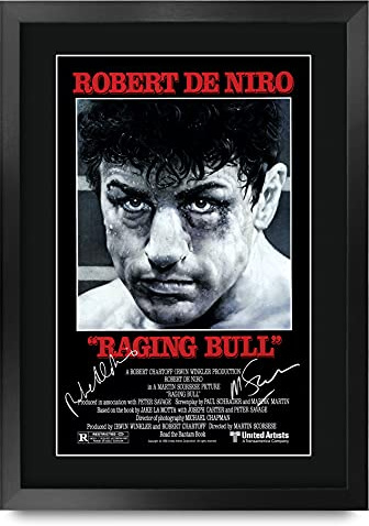 HWC Trading Raging Bull The Cast Robert De Niro Martin Scorsese Geschenke Printed Poster Autogramm Bild für Film-Memorabilia Fans - A3 Eingerahmt