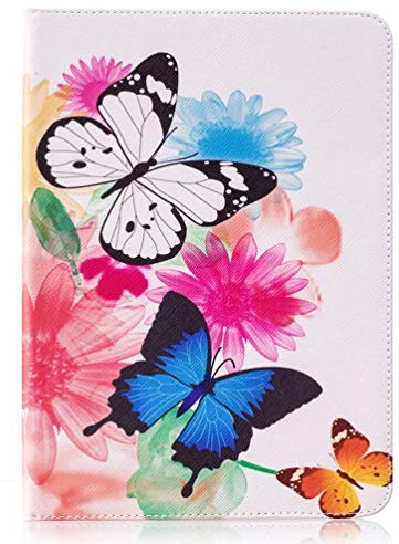 AIFILLE Custodia per Samsung Galaxy Tab S3 2017 9.7 Pollici SM-T820/T825 Portafoglio Donna Farfalla Blu Bianca Antiurto Protettiva Flip Premium PU Pelle Bumper Cover a Libro con Funzione di Supporto