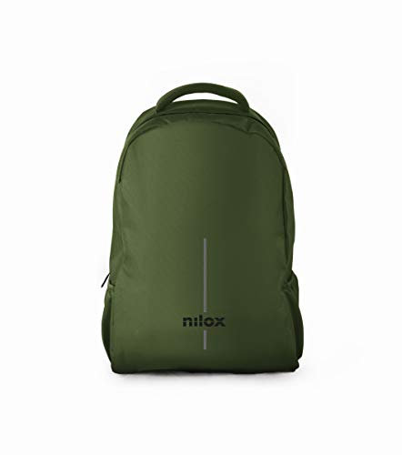 Nilox Backpack 15.6 Everyday Eco Green, Zaino Porta PC con Doppio Scompartimento Interno, Realizzato in Materiale Riciclato da Bottiglie di Plastica, Verde
