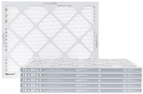 Amazon Basics 16x20x1 Air Filter 6-Pack, MERV 8 AC Furnace Filters, Allergy Control, Removes Dust, Lint and Pollen, Electrostatic (Actual Size: 15.75 x 19.75 x 0.75)