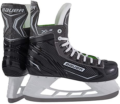Bauer Herren Schlittschuhe X-LS für Eishockey, Eislaufschuhe Größe 45,5 Edelstahlkufen, schwarz, 45.5