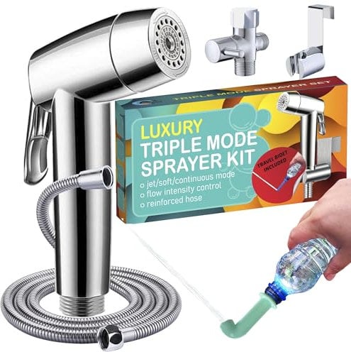 Bidet-Handbrause für Toilette, 3-Modus-Duschbrause: für Stoffwindeln, Zielstrahl/Sprühnebel, verstellbarer Premium-Schlauchaufsatz für muslimische Dusche, Shattaf | tragbares Bidet inklusive