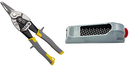 Bellota 6006-S Tijera para chapa en acero, corte recto, cuchillas forjadas + 4107-140 Escofina yeso y limas para placa de yeso laminado metálica de 140mm