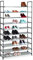 Relaxdays XXL Schuhregal Stecksystem, 10 Ebenen, für 50 Paar Schuhe, Stoff Schuhständer HBT 176,5x99x29,5 cm, grau