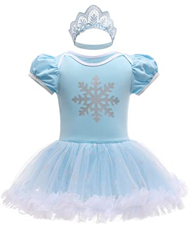 Lito Angels Prinzessin Elsa Kleid mit Stirnband für Baby Mädchen, Eiskönigin Body Strampler Kostüm Verkleidung, Größe 18-24 Monate 296