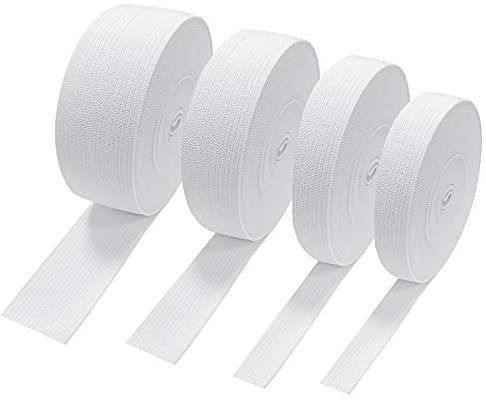 Cinta elástica 2M, 4 unidades, 10 mm, 20 mm, 30 mm, 40 mm de ancho, para pantalones de goma DIY, manualidades, costura, color negro