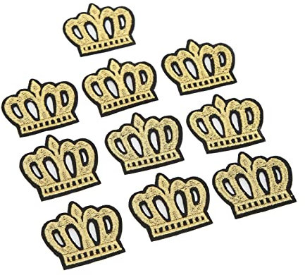 Shanrya Kronen-Stickerei-Patch, Schattierungsfehler 10 Stück DIY große Kronen-Stickerei-Patch Baumwolle Materialschäden von