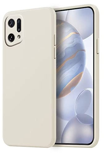 HONLEN Coque pour Oppo Find X5 Protection Étui, (6.55 inches) Liquide TPU Silicone Case Anti Rayures Ultra Mince Souple Cover en Silicone Blanc Antique