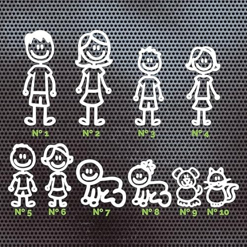 10 x Famiglia Felice Adesivo Auto Adesivo Decalcomanie Adesivi Auto Adesivi Colore Bianco Varie Misure (21 cm Altezza)